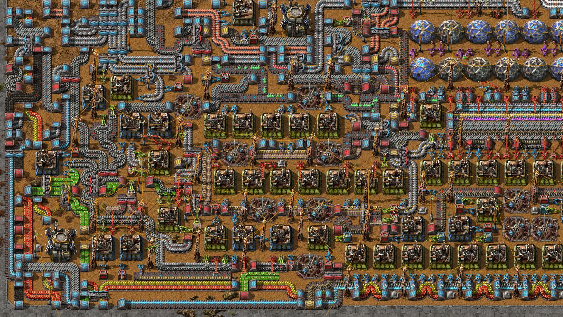A large factory in Factorio